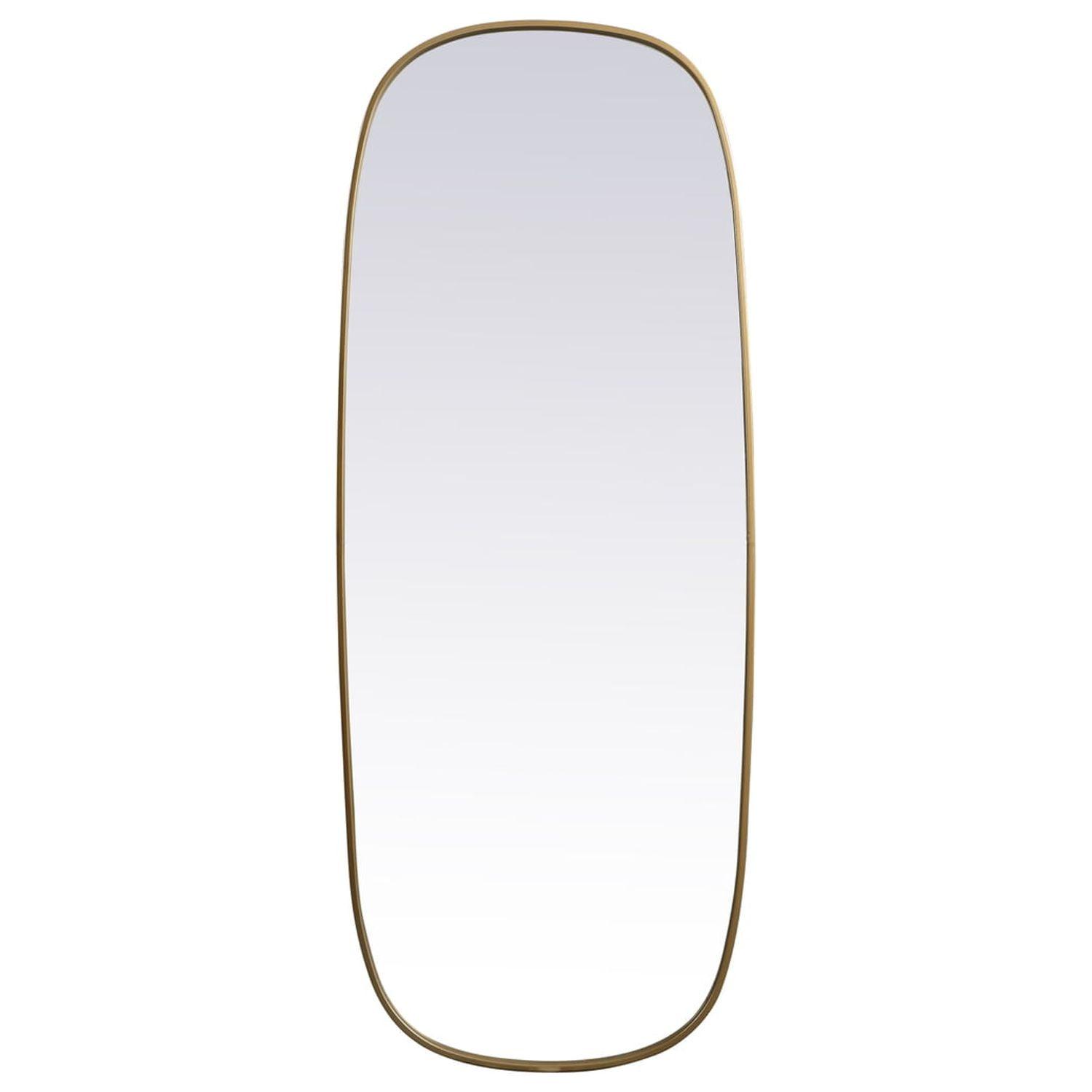 Elegant Lighting Metal Frame Oval Mirror 24x60 Inch in Brass