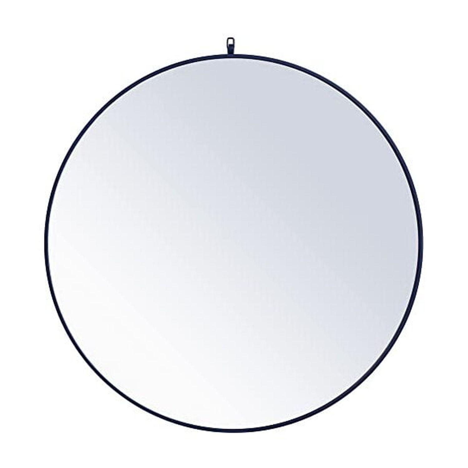 Elegant Lighting Metal frame round mirror with decorative hook 42 inch Blue
