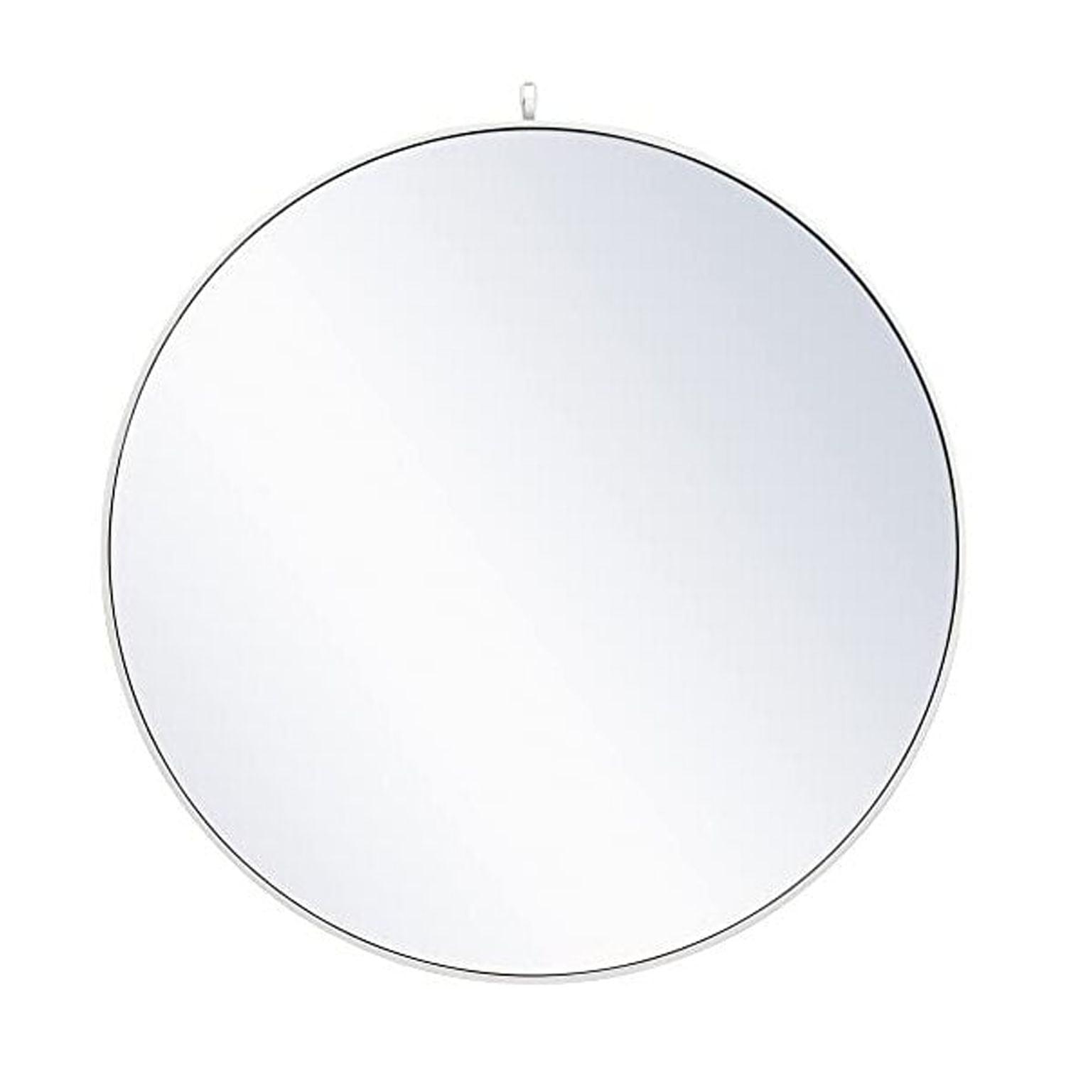 Elegant Lighting Metal frame round mirror with decorative hook 42 inch in White