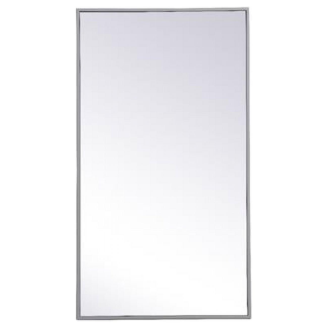 Contemporary Silver Metal Frame Rectangular Mirror 20" x 36"