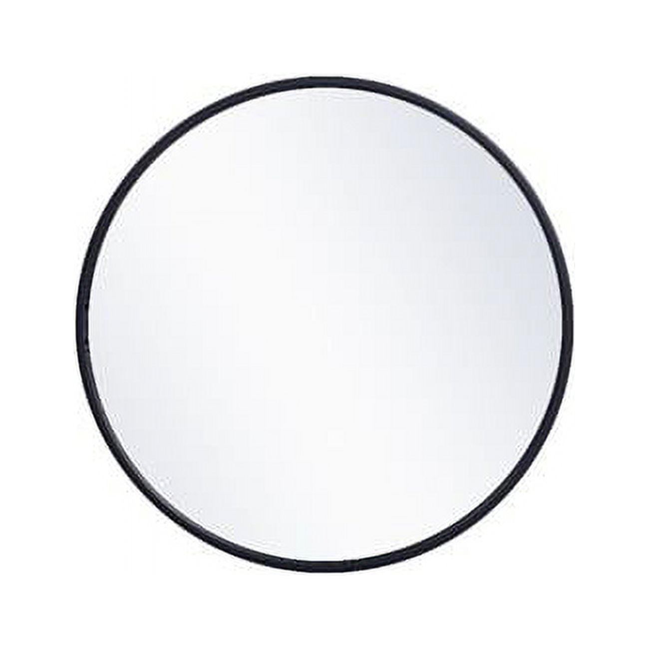 Contemporary Blue Round Metal Frame Mirror 18 in.