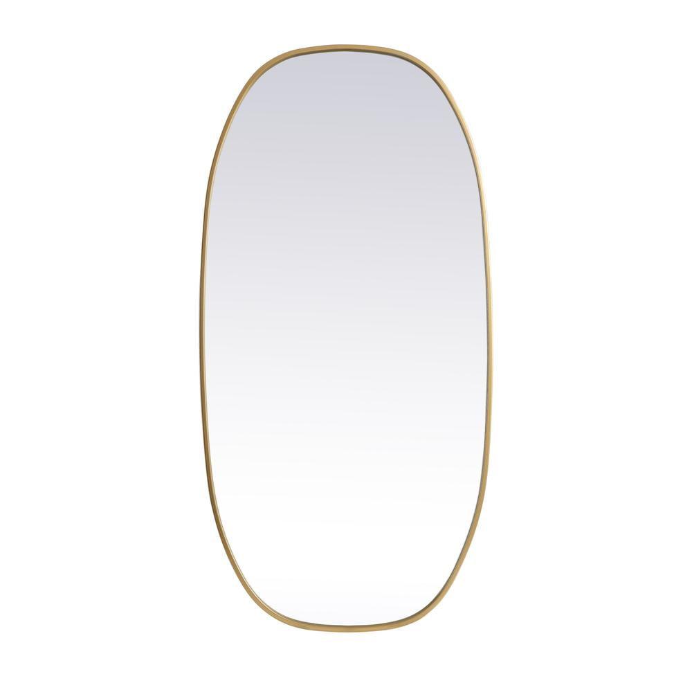 Elegant Lighting Metal Frame Oval Mirror 24x48 Inch in Brass