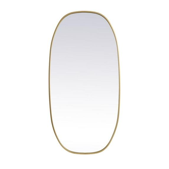 Elegant Lighting Metal Frame Oval Mirror 24x48 Inch in Brass