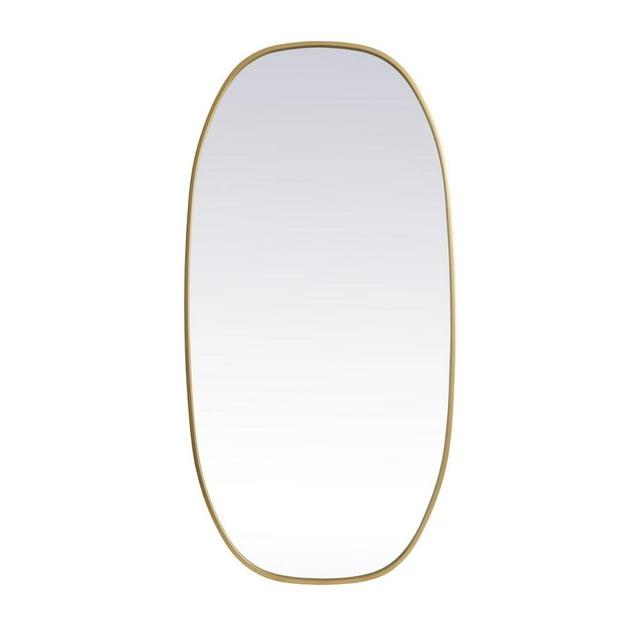 Elegant Lighting Metal Frame Oval Mirror 24x48 Inch in Brass