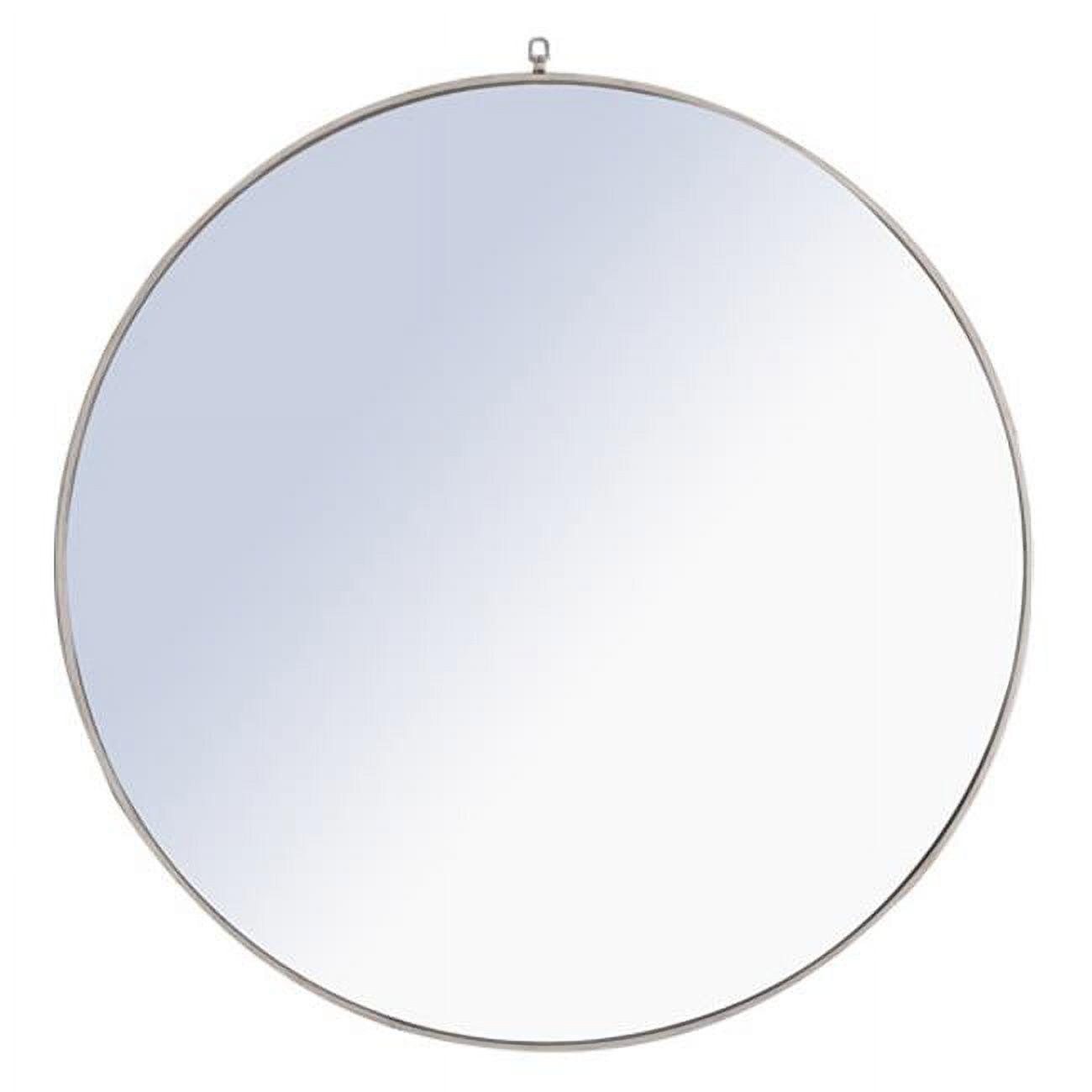 Elegant 48" Round Silver Wood Mirror with Decorative Hook