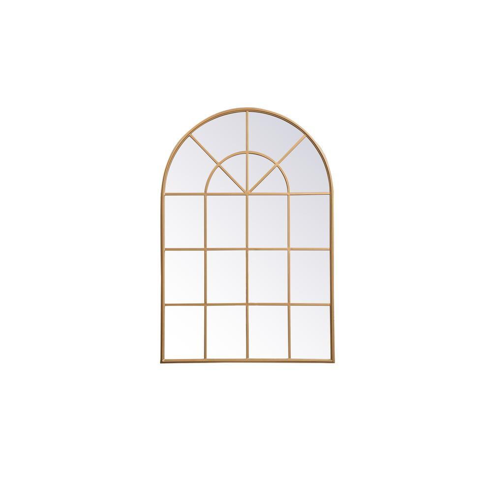 Elegant Decor Metal windowpane mirror 36 inch x 53 inch in Brass