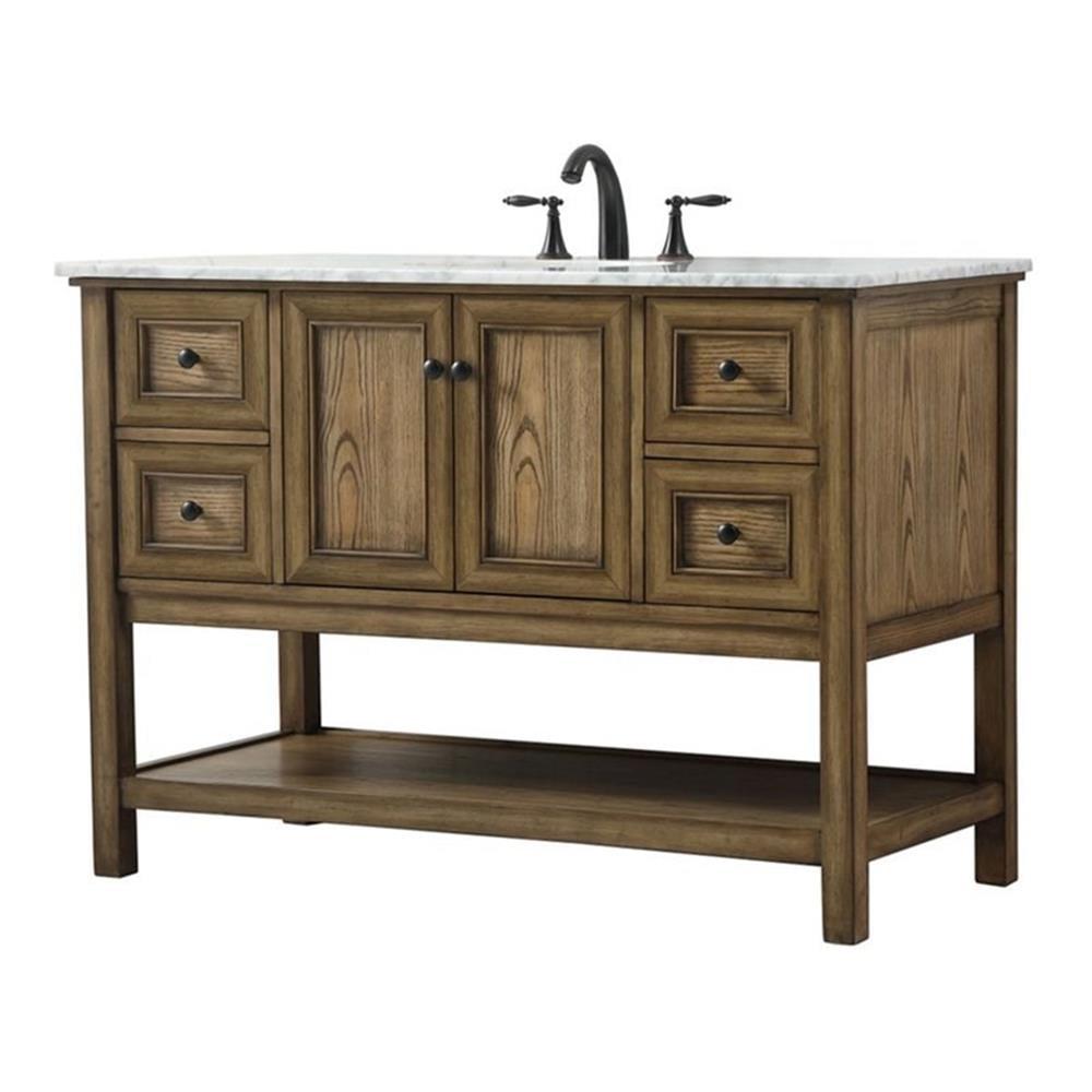 Driftwood 48" Single Bathroom Vanity with Carrara Marble Top