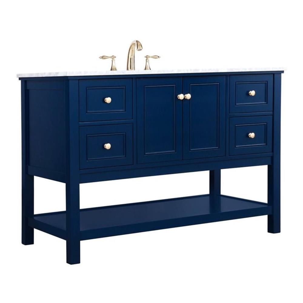 Elegant Decor Metropolis 48" Solid Wood and Metal Single Bathroom Vanity in Blue