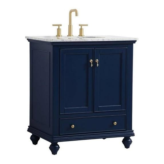 Elegant Decor Otto 30" Contemporary Solid Wood Single Bathroom Vanity in Blue