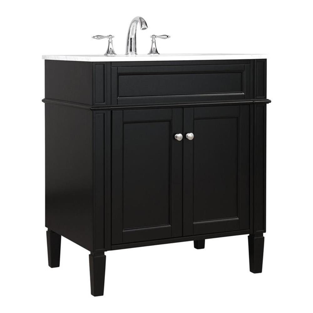 Elegant Decor Park Avenue 30" Solid Wood & Metal Single Bathroom Vanity in Black