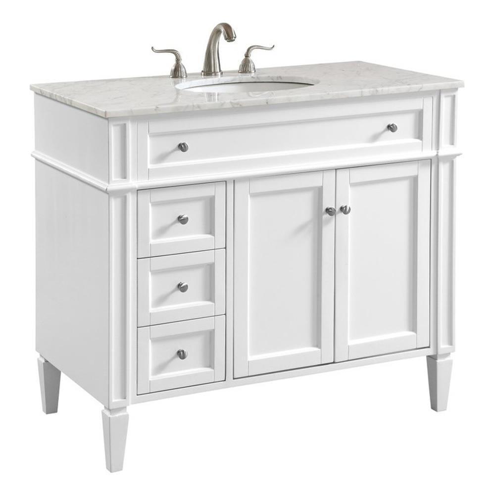 Rukie 40" Free-Standing Single Bathroom Vanity Set with Marble Vanity Top