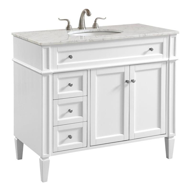 Elegant Park Avenue 40" White Marble Single Bathroom Vanity Set