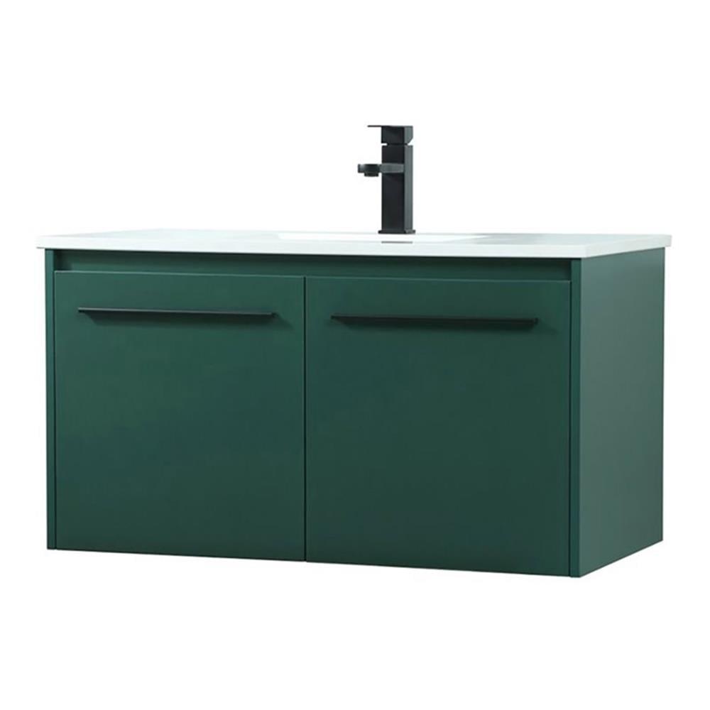Elegant Decor Penn 36" Aluminum Alloy MDF Single Bathroom Vanity in Green