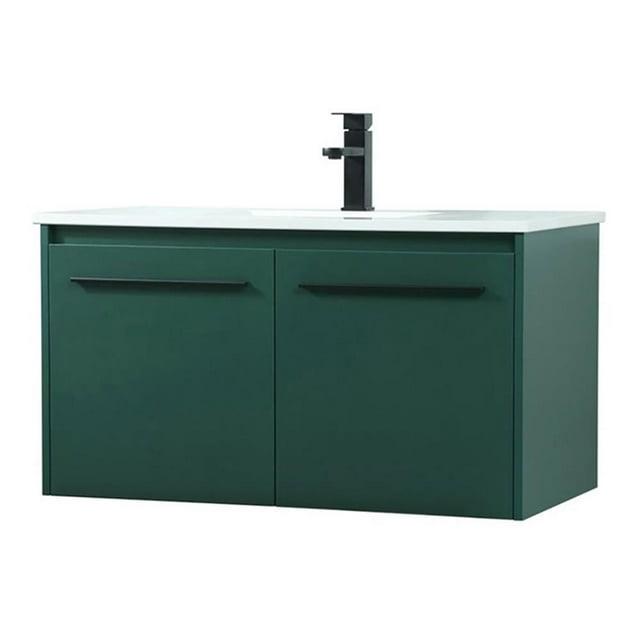 Elegant Decor Penn 36" Aluminum Alloy MDF Single Bathroom Vanity in Green