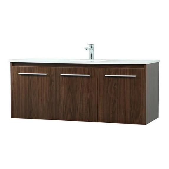 Elegant Decor Penn 48" Aluminum Alloy MDF Single Bathroom Vanity in Walnut