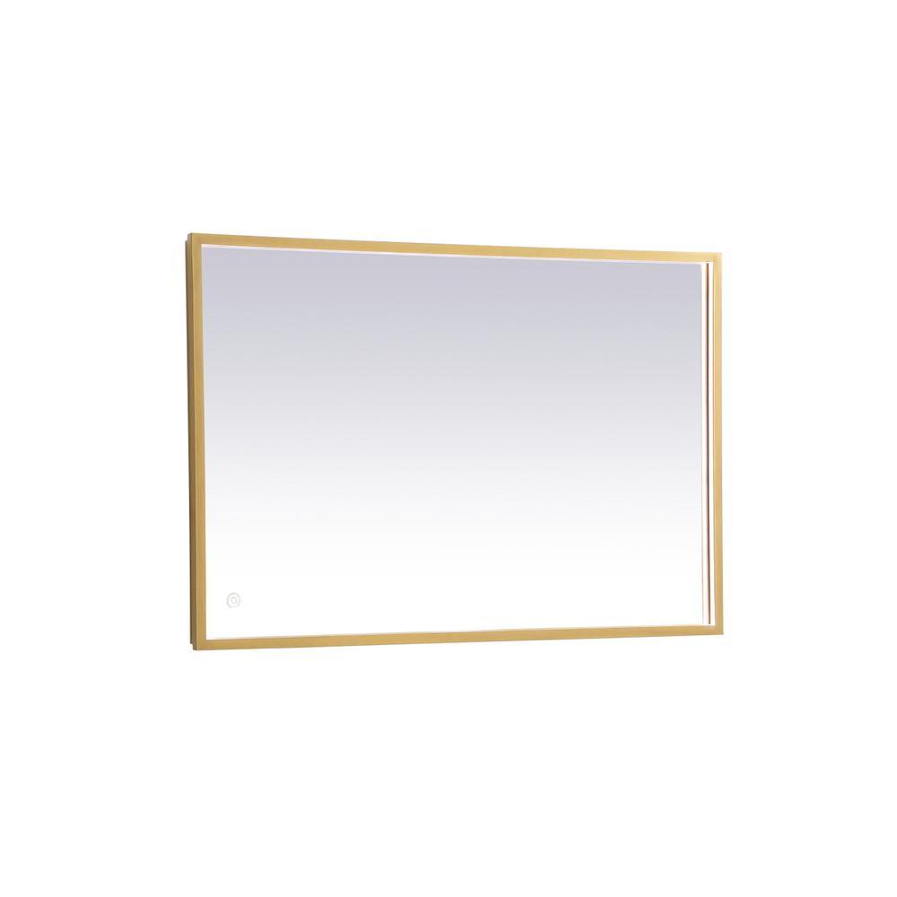 Elegant Lighting Pier 24x36 inch LED Mirror with Adjustable Color Temperature 3000K/4200K/6400K in Brass