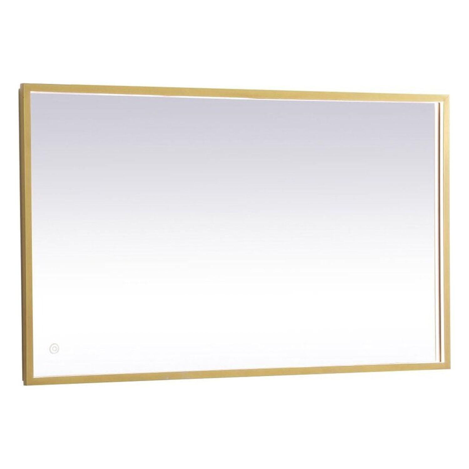 Elegant Lighting Pier 24x30 inch LED Mirror with Adjustable Color Temperature 3000K/4200K/6400K in Brass