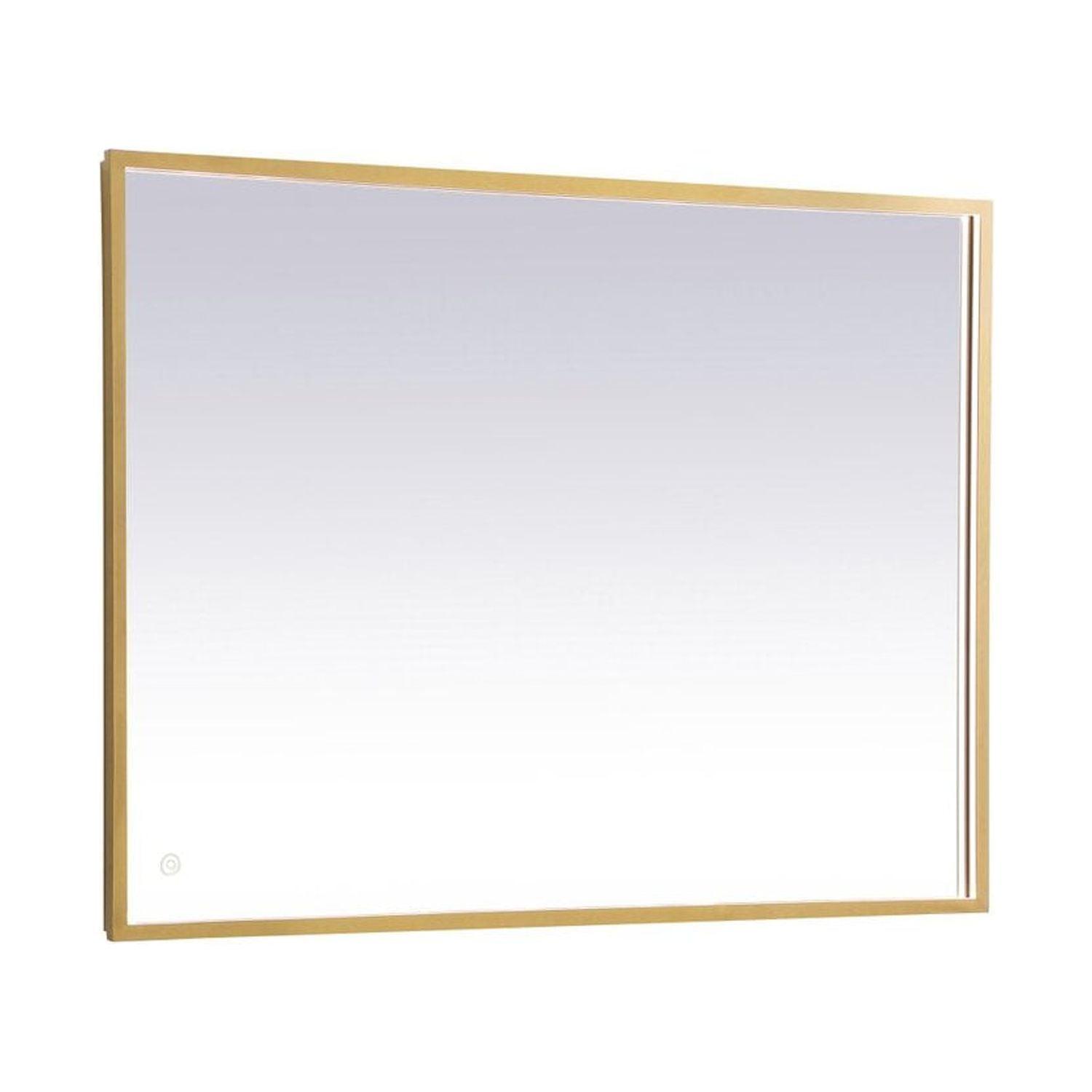 Elegant Lighting Pier 30x30 inch LED Mirror with Adjustable Color Temperature 3000K/4200K/6400K in Brass