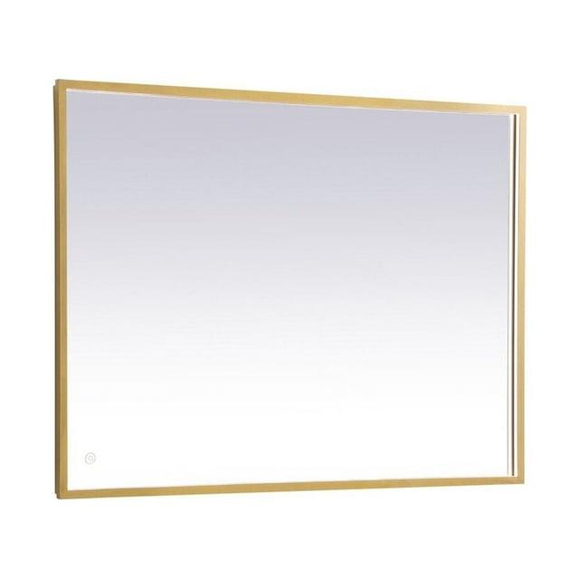 Elegant Lighting Pier 30x30 inch LED Mirror with Adjustable Color Temperature 3000K/4200K/6400K in Brass