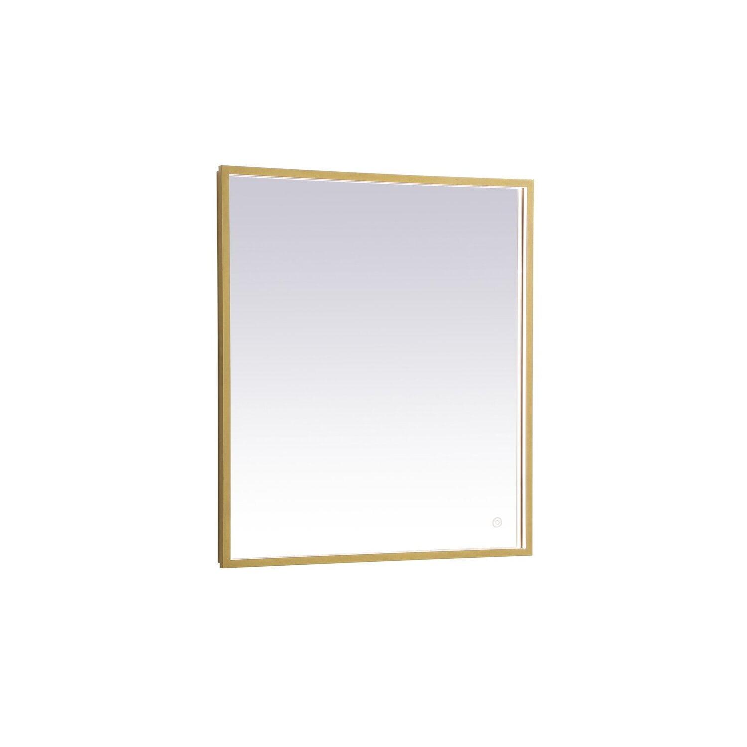 Elegant Lighting Pier 24x36 inch LED Mirror with Adjustable Color Temperature 3000K/4200K/6400K in Brass