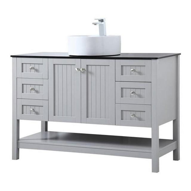 Elegant Decor Ralph 48" MDF Wood and Steel Vessel Sink Bathroom Vanity in Gray