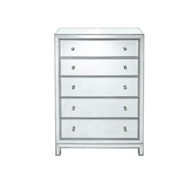 Elegant Decor Reflexion 5 Drawer 48" Mirrored Chest in Antique Silver