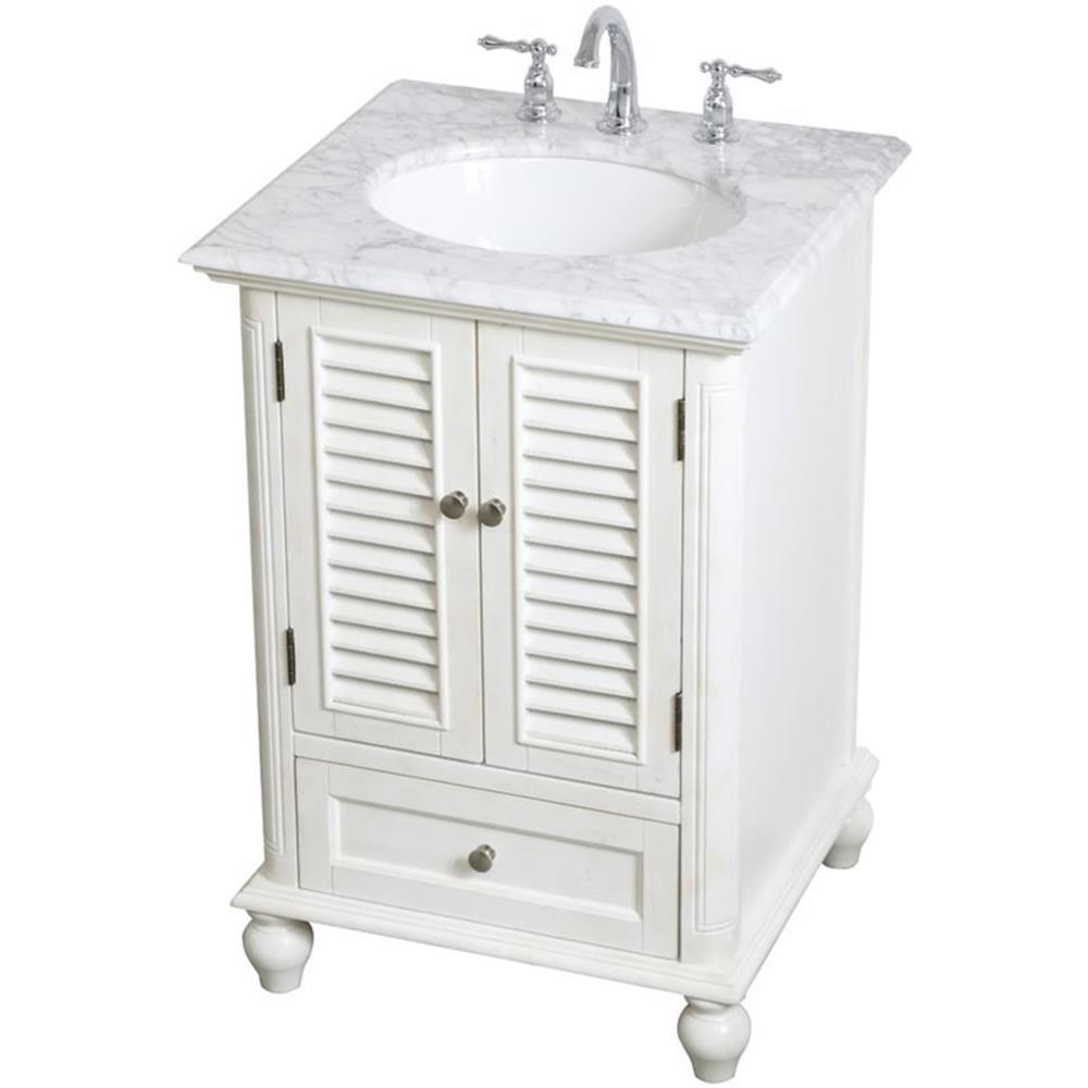 Antique White Marble Top Single Bathroom Vanity