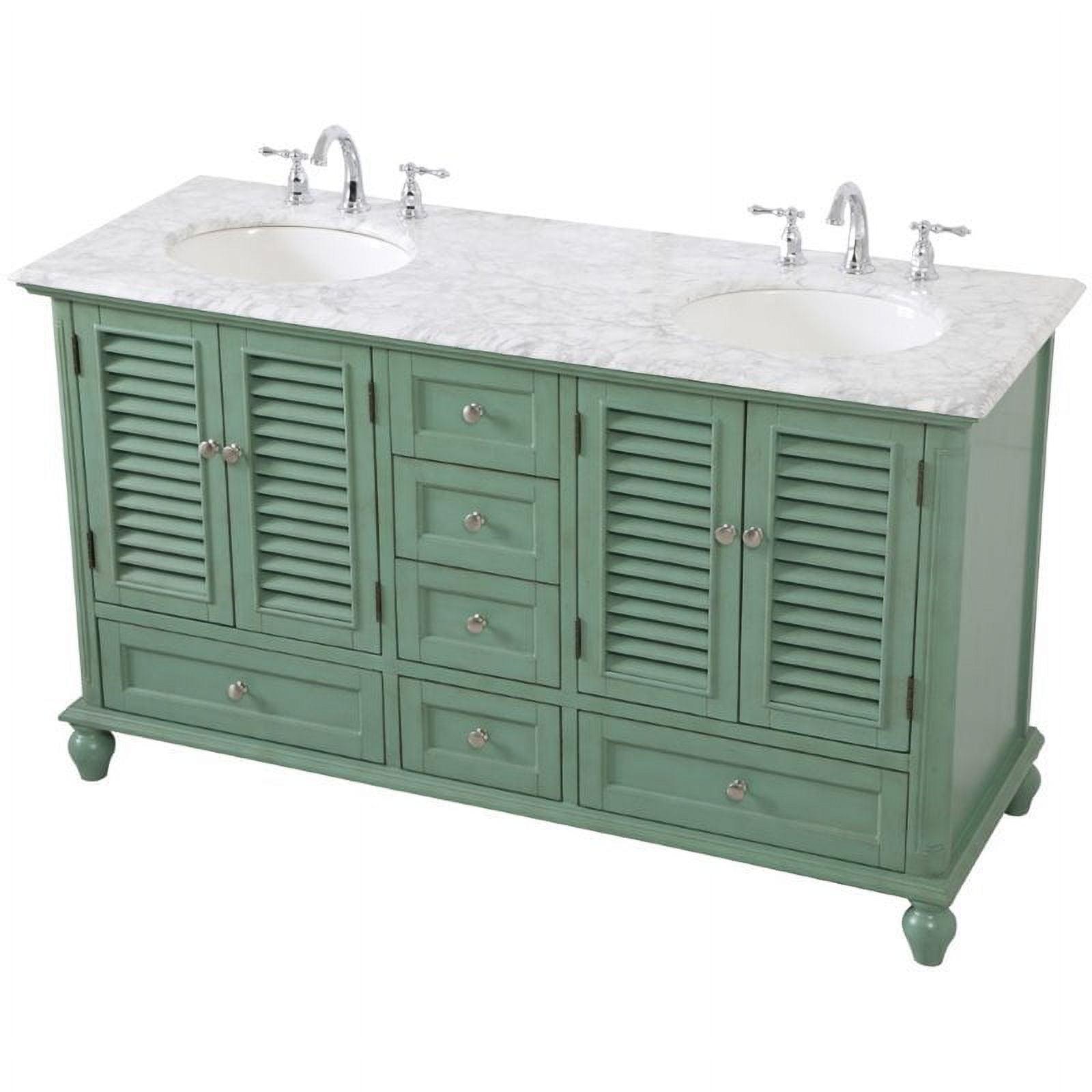 Coastal Charm 60" Gray Double Vanity with Marble Top and Ample Storage