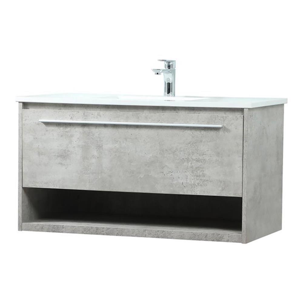 Elegant Decor Roman 36" Aluminum Alloy MDF Single Bathroom Vanity in Gray