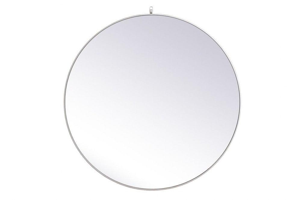 Elegant Lighting Metal frame round mirror with decorative hook 45 inch in Silver