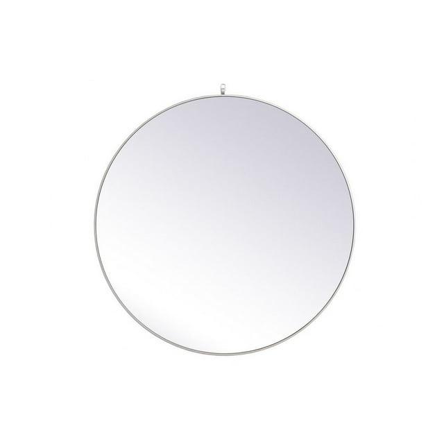 Elegant Lighting Metal frame round mirror with decorative hook 45 inch in Silver