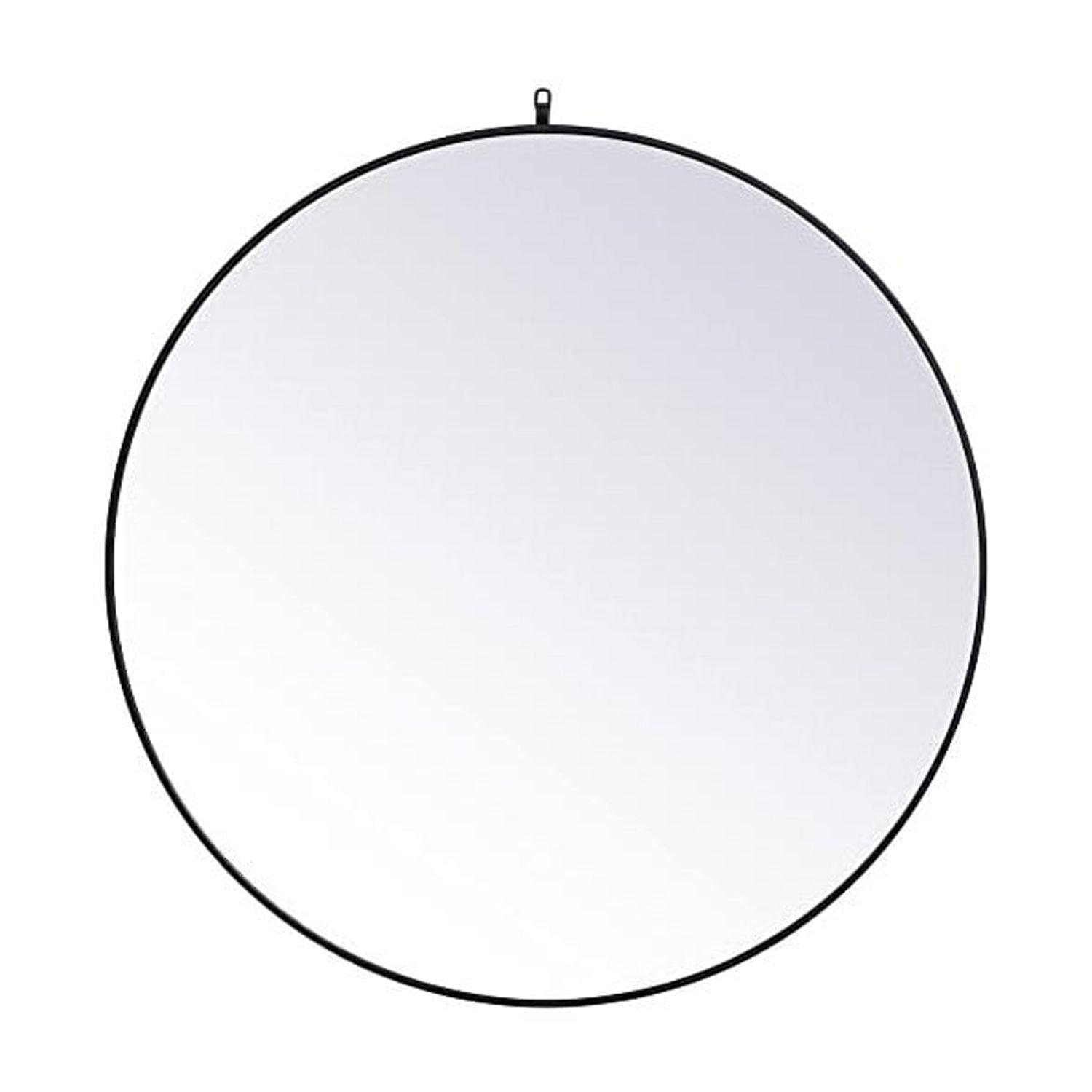 Elegant Lighting Metal frame round mirror with decorative hook 45 inch in Black
