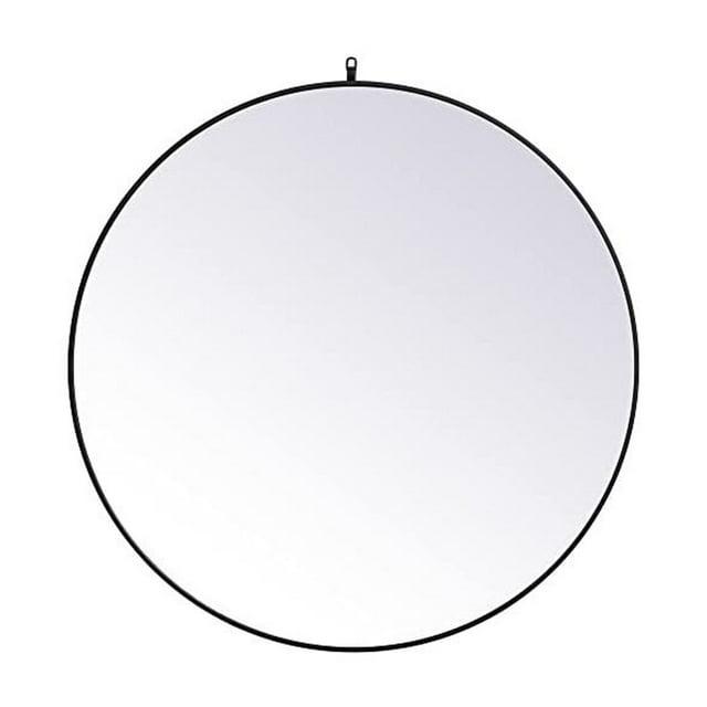 Elegant Lighting Metal frame round mirror with decorative hook 45 inch in Black