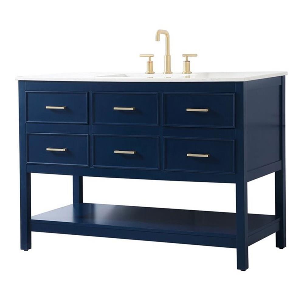 Sinclaire 48" Blue MDF Bathroom Vanity with Gold Hardware