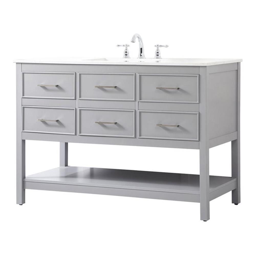 Gray MDF Single Bathroom Vanity with Calacatta White Marble Top