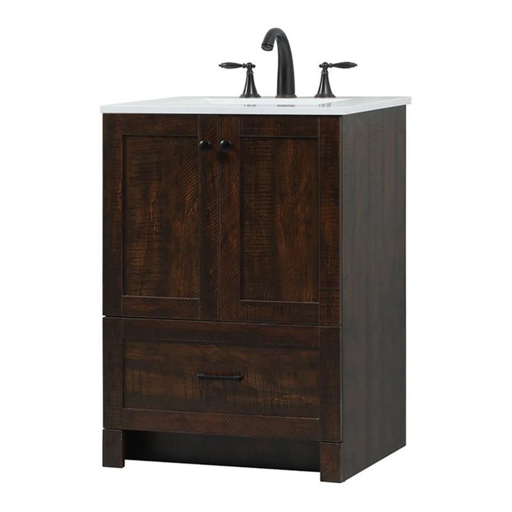 Espresso 24" Single Freestanding Bathroom Vanity with Porcelain Sink