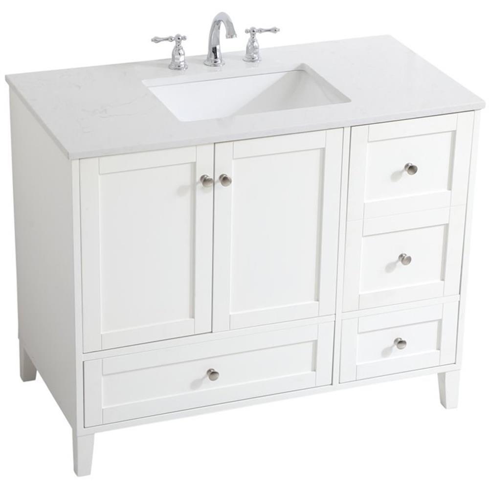 Sommerville 42" White Quartz Top Single Bathroom Vanity