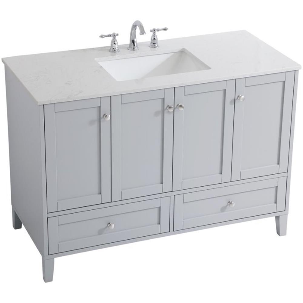 Elegant Decor Sommerville 48" Single Quartz Top Bathroom Vanity in Gray