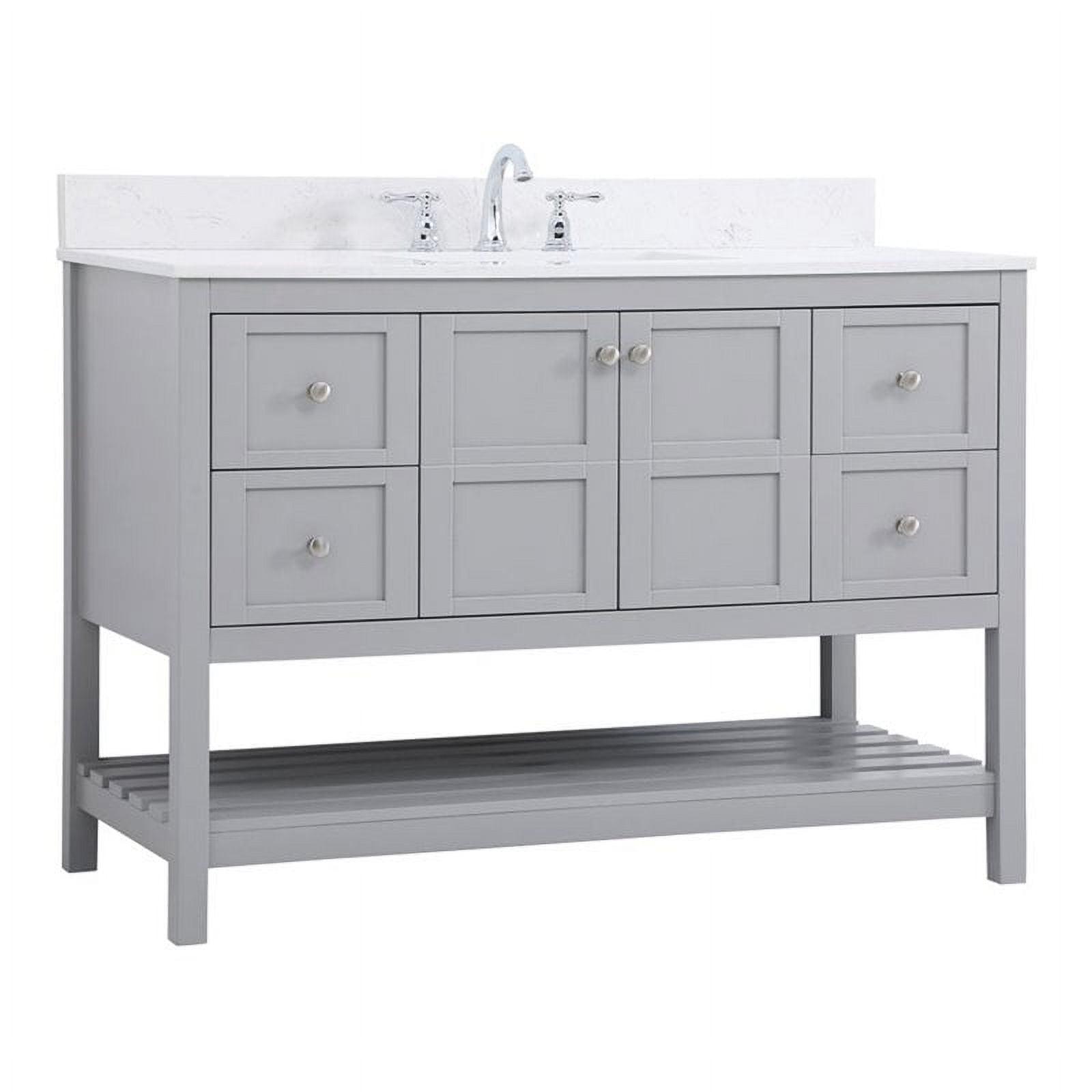 Theo 48" Gray Solid Wood & Engineered Marble Single Vanity