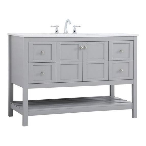 Elegant Decor Theo 48" Steel and Solid Wood Single Bathroom Vanity in Gray
