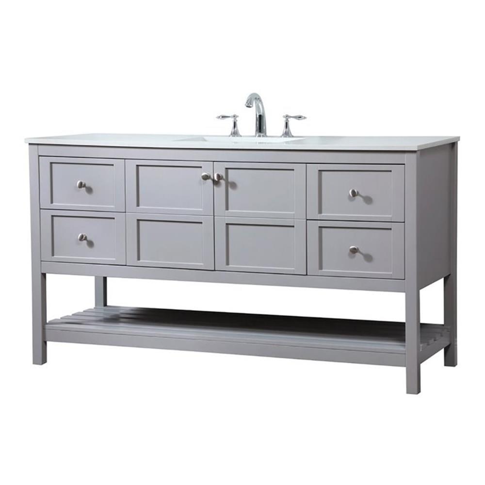 Elegant Decor Theo 60" Zinc Alloy MDF Single Bathroom Vanity in Gray