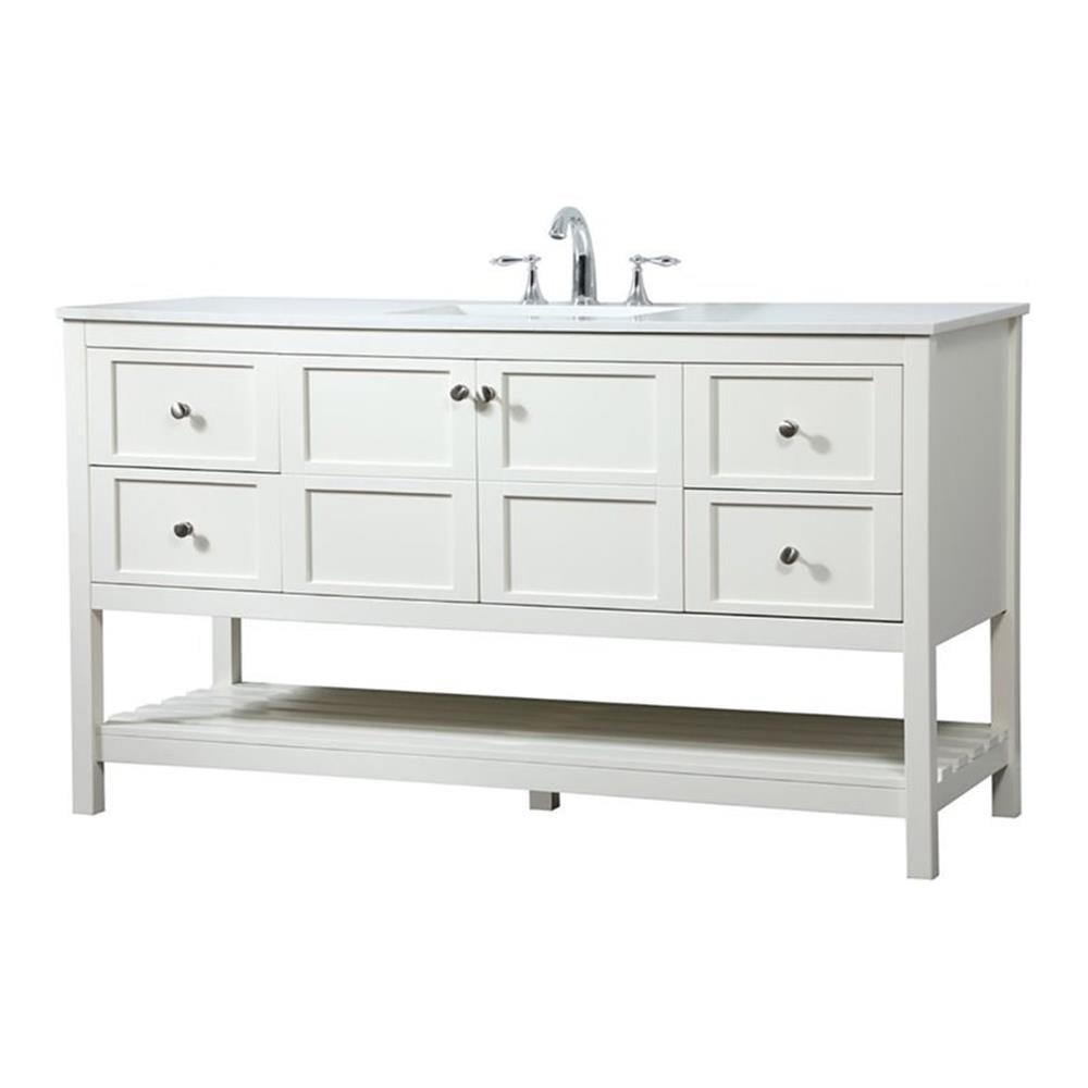 Theo 60" White MDF Bathroom Vanity with Calacatta Marble Top