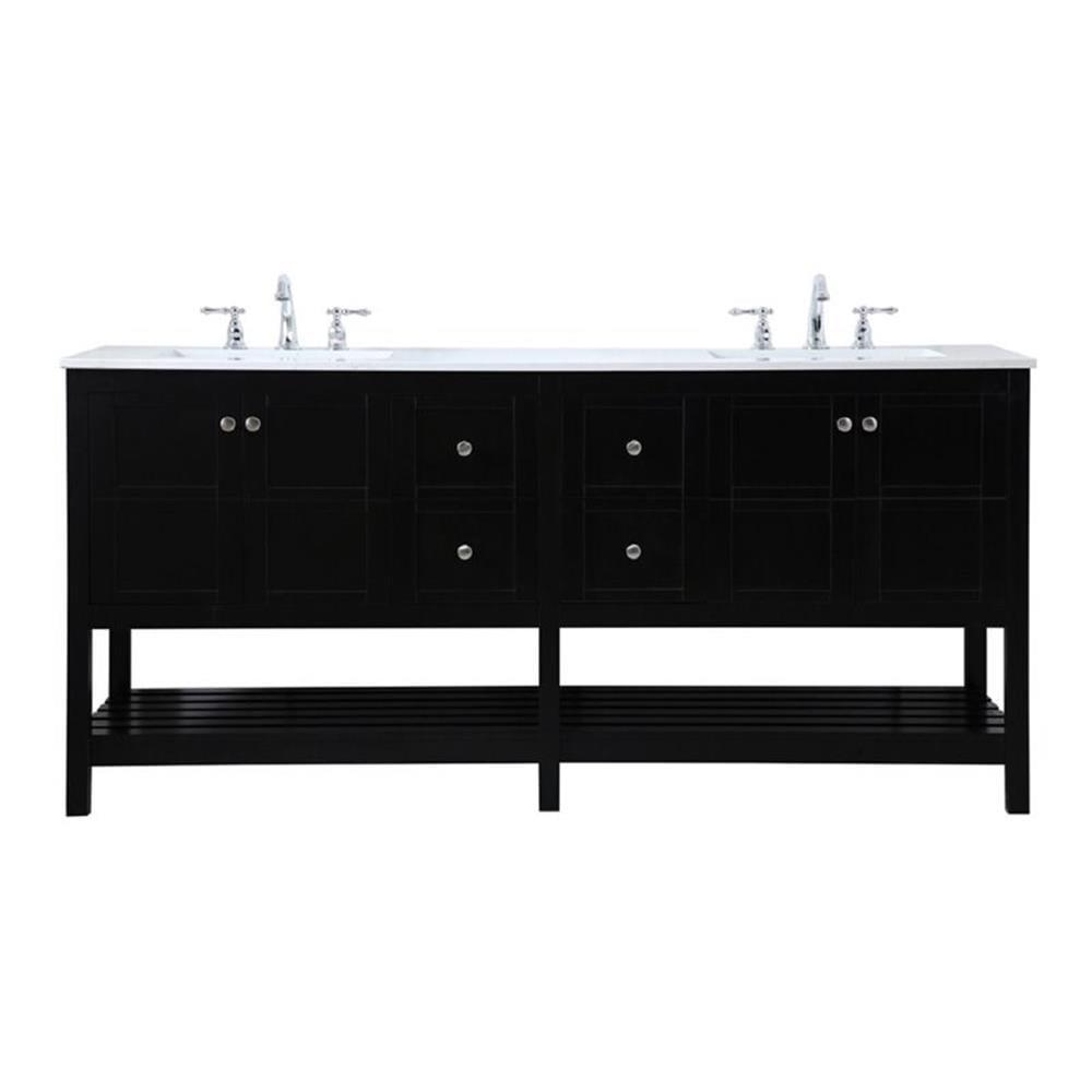 Elegant Decor Theo 72" Steel MDF Stone Double Bathroom Vanity in Black