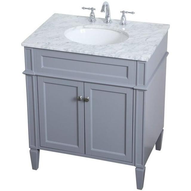 Elegant Decor Williams 30" Single Marble Top Bathroom Vanity in Gray