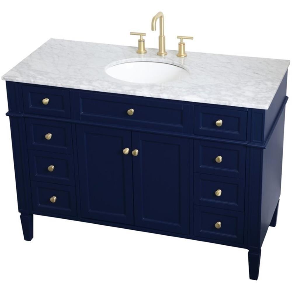 Elegant Decor Williams 48" Single Marble Top Bathroom Vanity in Blue