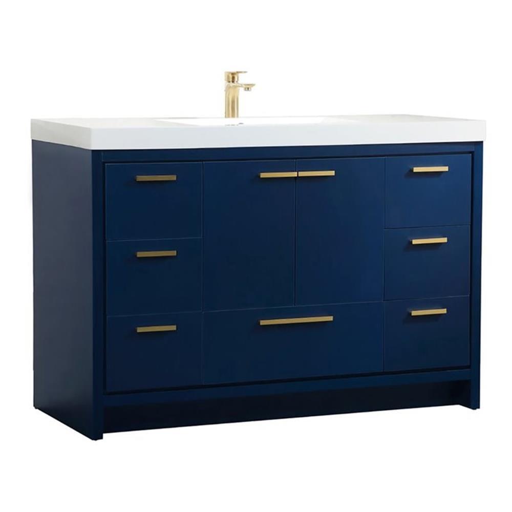 Elegant Decor Wyatt 48" Aluminum Alloy and MDF Single Bathroom Vanity in Blue