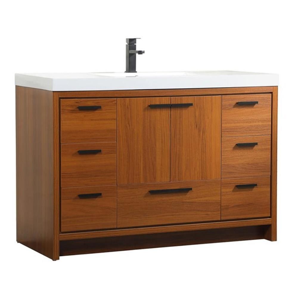 Elegant Decor Wyatt 48" Aluminum Alloy and MDF Single Bathroom Vanity in Teak
