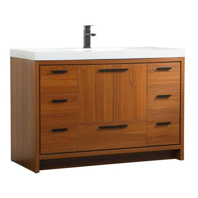 Elegant Decor Wyatt 48" Aluminum Alloy and MDF Single Bathroom Vanity in Teak
