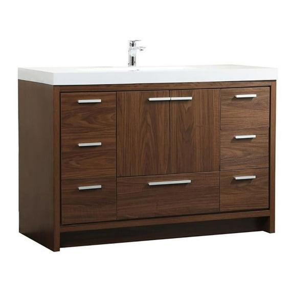 Elegant Decor Wyatt 48" Aluminum Alloy and MDF Single Bathroom Vanity in Walnut