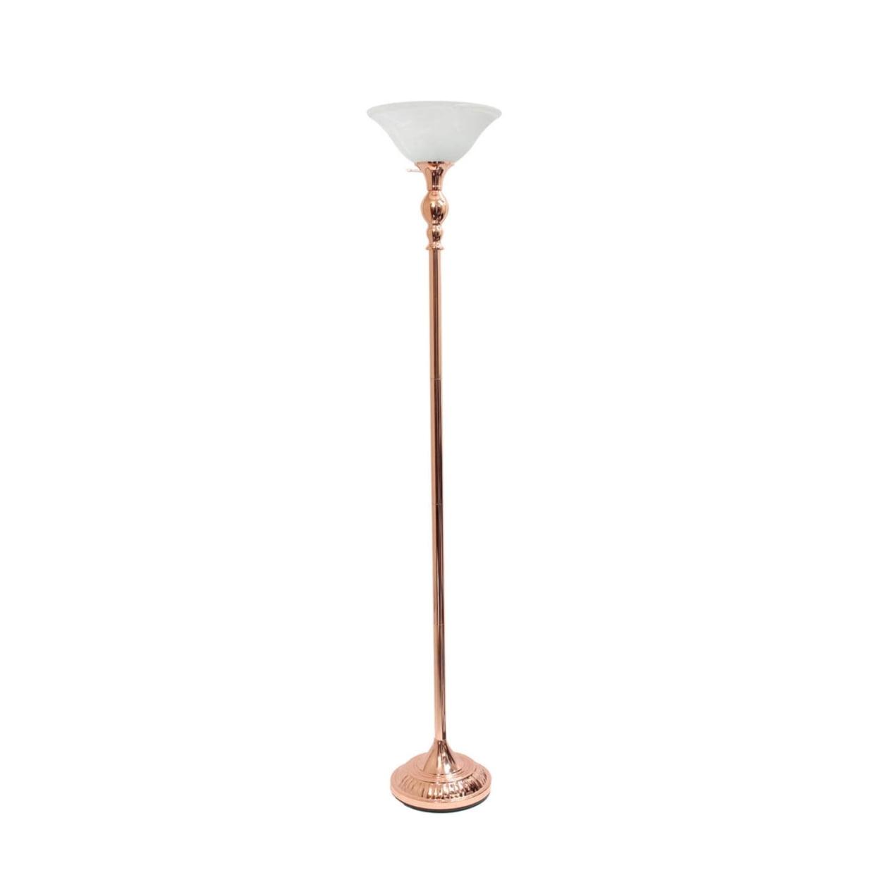 1-Light Torchiere Floor Lamp with Marbleized Glass Shade - Elegant Designs